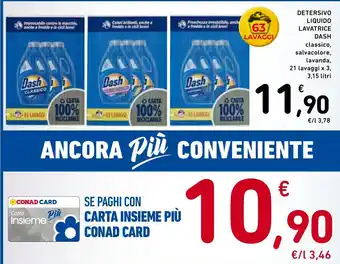 Spazio Conad DETERSIVO LIQUIDO LAVATRICE DASH 3,15 Litri offerta