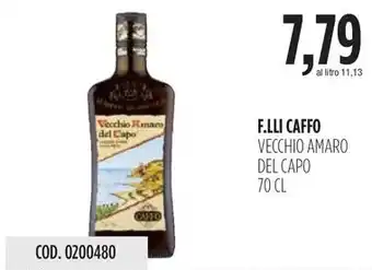 Carico Cash & Carry F.LLI CAFFO VECCHIO AMARO DEL CAPO 70 CL offerta