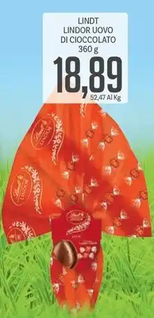 Supermercati Piccolo LINDT LINDOR UOVO DI CIOCCOLATO 360 g offerta