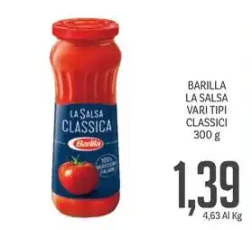 Supermercati Piccolo BARILLA LA SALSA VARI TIPI CLASSICI 300 g offerta