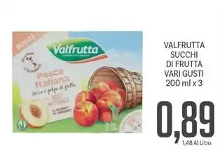 Supermercati Piccolo VALFRUTTA SUCCHI DI FRUTTA VARI GUSTI 200 ml x 3 offerta