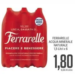 Supermercati Piccolo FERRARELLE ACQUA MINERALE NATURALE 1,5 Litri x 6 offerta