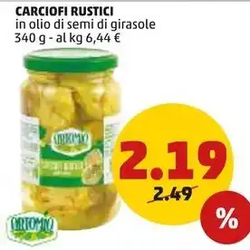 PENNY CARCIOFI RUSTICI in olio di semi di girasole 340 g offerta