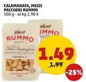 PENNY CALAMARATA, MEZZI PACCHERI RUMMO 500 g offerta