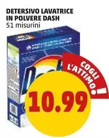 PENNY DETERSIVO LAVATRICE IN POLVERE DASH 51 misurini offerta