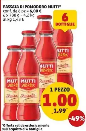 PENNY PASSATA DI POMODORO MUTTI offerta