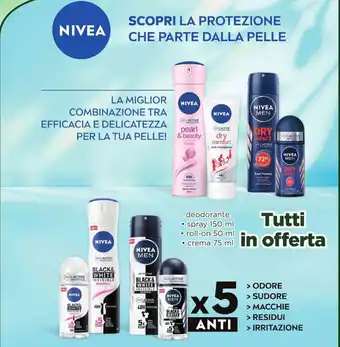 Acqua & Sapone NIVEA deodorante spray 150 ml roll-on 50 ml crema 75 ml offerta