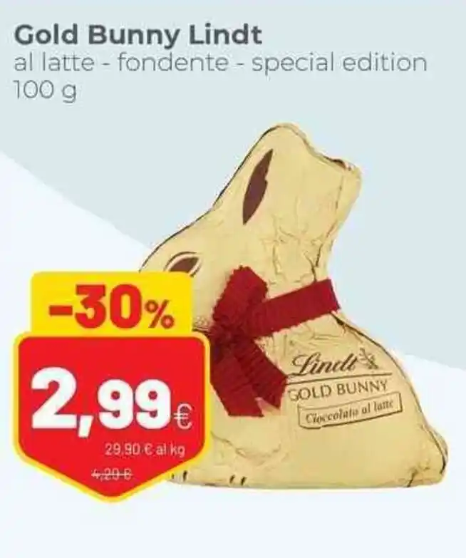 Coop Gold Bunny Lindt al latte - fondente - special edition 100 g offerta