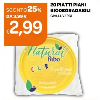 Ekom 20 PIATTI PIANI BIODEGRADABILI GIALLI, VERDI offerta