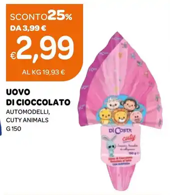 Ekom UOVO DI CIOCCOLATO AUTOMODELLI, CUTY ANIMALS G 150 offerta