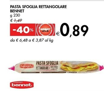 Bennet Bennet pasta sfoglia rettangolare offerta