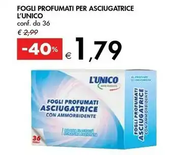 L'unico fogli profumati per asciugatrice