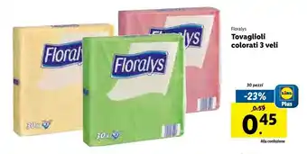 Lidl Floralys tovaglioli colorati 3 veli offerta