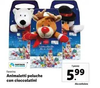 Lidl Animaletti peluche con cioccolatini offerta