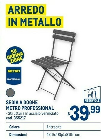 Metro Sedia a doghe metro professional offerta