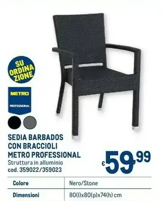 Metro Metro professional sedia barbados con braccioli offerta