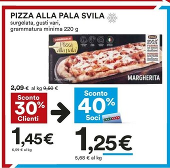 Coop Pizza alla pala margherita surgelata 220 g(ml) offerta