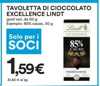 Coop Tavoletta di cioccolato excellence 85% cacao 50 g offerta