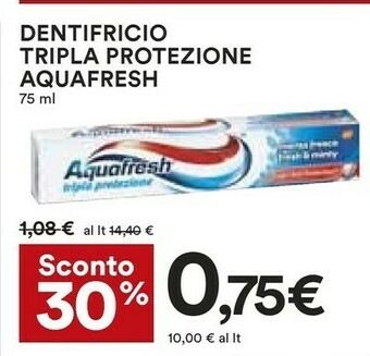 Coop Aquafresh dentifricio tripla protezione offerta