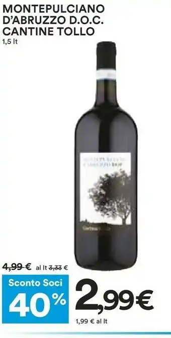 Coop Cantinè tollo montepulciano d'abruzzo doc offerta