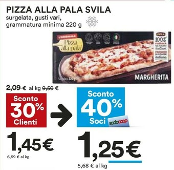 Coop Pizza alla pala margherita surgelata 220 g(ml) offerta