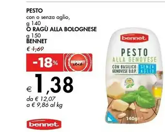 Bennet Bennet pesto o ragu alla bolognese offerta