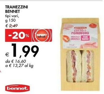 Bennet Bennet tramezzini offerta