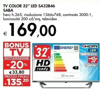 Saba tv color 32" led sa32b46
