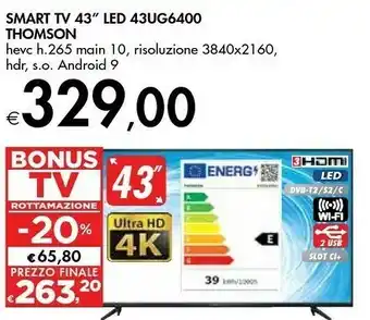 Bennet Smart tv 43" led 43ug6400 offerta