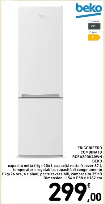 Spazio Conad beko FRIGORIFERO COMBINATO RCSA300K40WN offerta