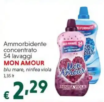 Ammorbidente concentrato 54 lavaggi MON AMOUR blu mare, ninfea viola 1,35 lt
