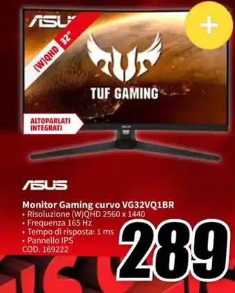 MediaWorld ASUS Monitor Gaming curvo VG32VQ1BR offerta