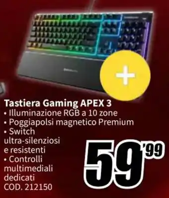 MediaWorld Tastiera Gaming APEX 3 offerta