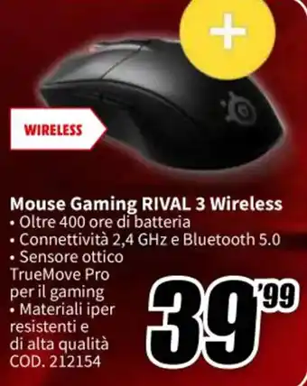 MediaWorld Mouse Gaming RIVAL 3 Wireless offerta