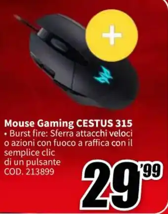 MediaWorld Mouse Gaming CESTUS 315 offerta