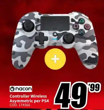 MediaWorld nacon Controller Wireless Asymmetric per PS4 offerta