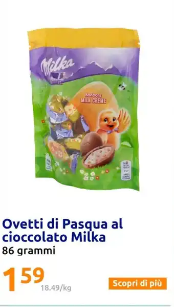 Action Ovetti di Pasqua al cioccolato Milka 86 grammi offerta