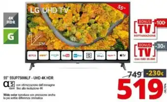 Comet LG UHD TV 55" 55UP75006LF - UHD 4K HDR offerta