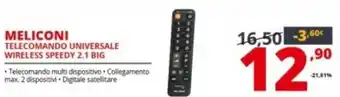 Comet Meliconi Telecomando Universale Wireless Speedy 2.1 Big offerta