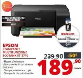 Comet EPSON Stampante Multifunzione ECOTANK ET-2710 offerta