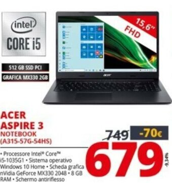 Comet Acer Aspire 3 Notebook (A315-57G-54HS) offerta