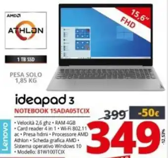 Comet Lenovo Ideapad 3 Notebook 15ADA05TCIX offerta