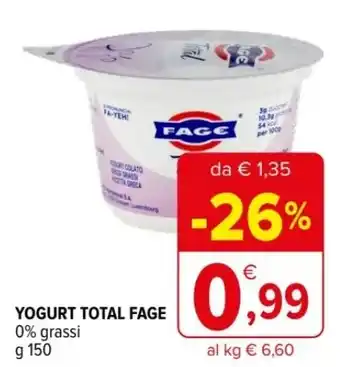 Iperal YOGURT TOTAL FAGE 0% grassi g 150 offerta