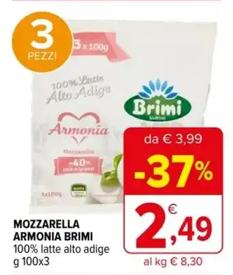 Iperal MOZZARELLA ARMONIA BRIMI 100% latte alto adige g 100x3 offerta