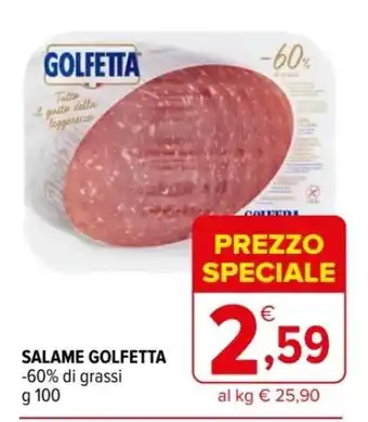 Iperal SALAME GOLFETTA -60% di grassi g 100 offerta
