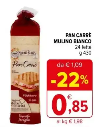 Iperal PAN CARRÈ MULINO BIANCO 24 fette g 430 offerta