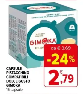 Iperal CAPSULE PISTACCHINO COMPATIBILI DOLCE GUSTO GIMOKA 16 capsule offerta