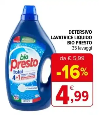 Iperal DETERSIVO LAVATRICE LIQUIDO BIO PRESTO 35 lavaggi offerta