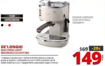 De'Longhi Macchina Caffè Maunuale ECOV311BG