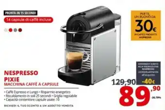 Comet Nespresso Pixie Macchina Caffè A Capsule offerta